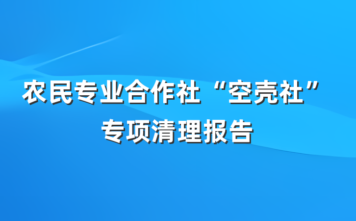 农民专业合作社“空壳社”专项清理报告