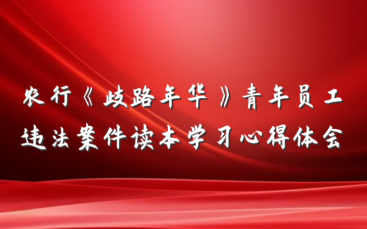 农行《歧路年华》青年员工违法案件读本学习心得体会