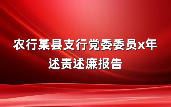 农行某县支行党委委员x年述责述廉报告