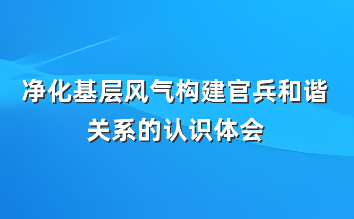 净化基层风气构建官兵和谐关系的认识体会