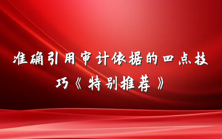 准确引用审计依据的四点技巧《特别推荐》