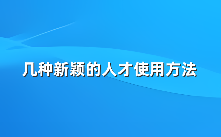几种新颖的人才使用方法