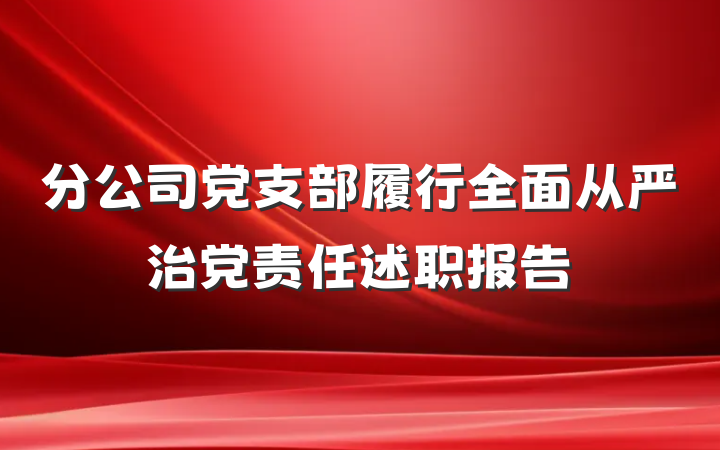 分公司党支部履行全面从严治党责任述职报告