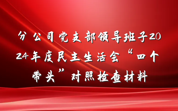 分公司党支部领导班子2024年度民主生活会“四个带头”对照检查材料
