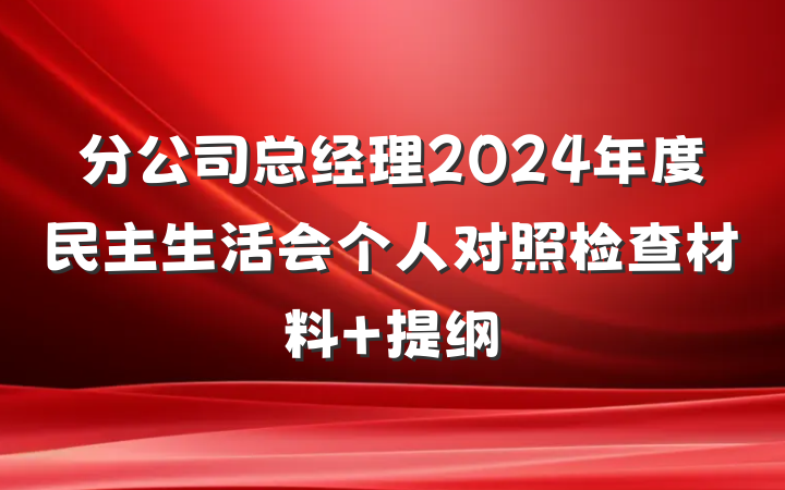 分公司总经理2024年度民主生活会个人对照检查材料 提纲