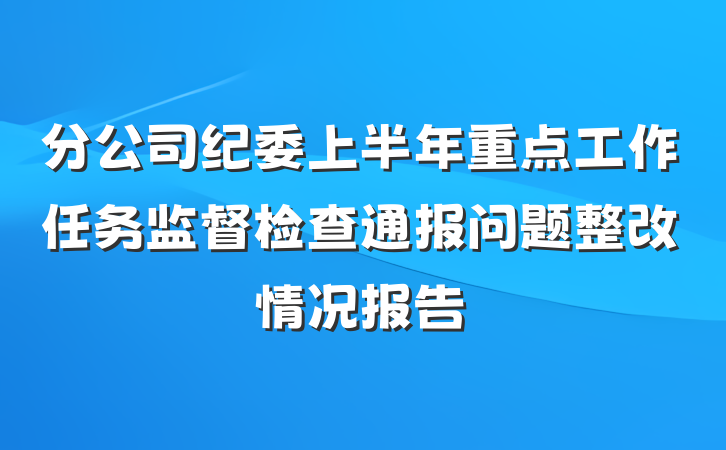 分公司纪委上半年重点工作任务监督检查通报问题整改情况报告