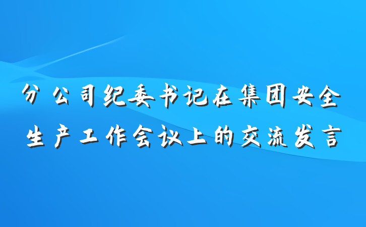 分公司纪委书记在集团安全生产工作会议上的交流发言