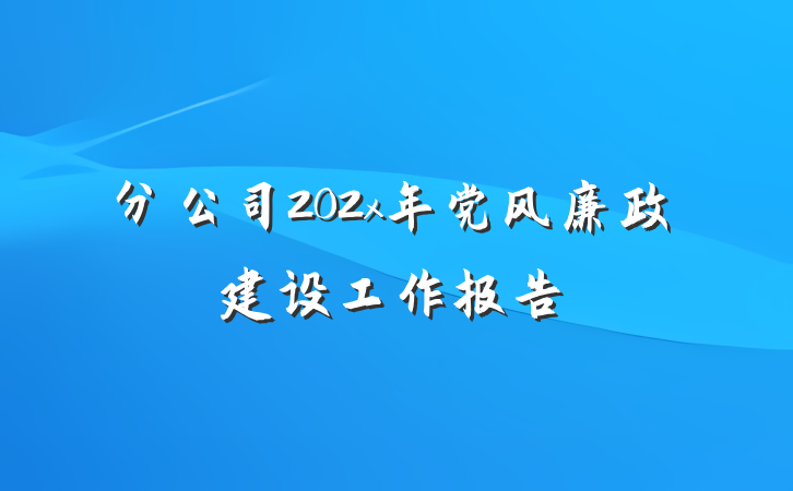 分公司202x年党风廉政建设工作报告