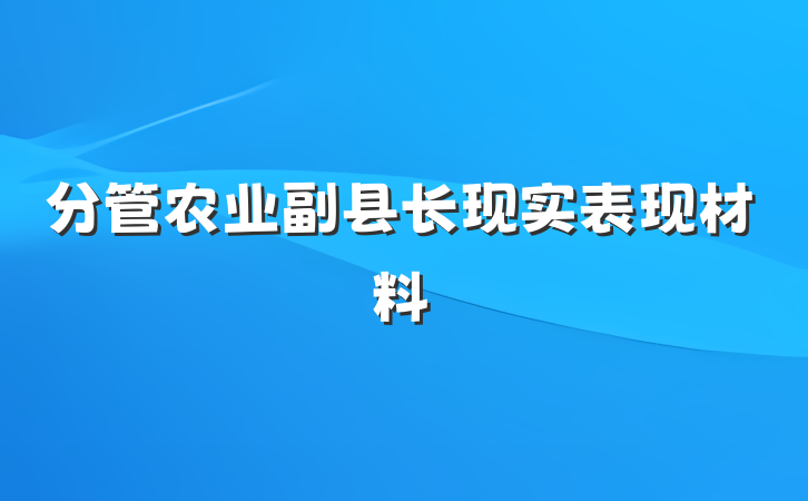 分管农业副县长现实表现材料