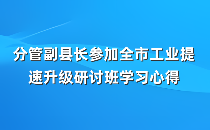 分管副县长参加全市工业提速升级研讨班学习心得