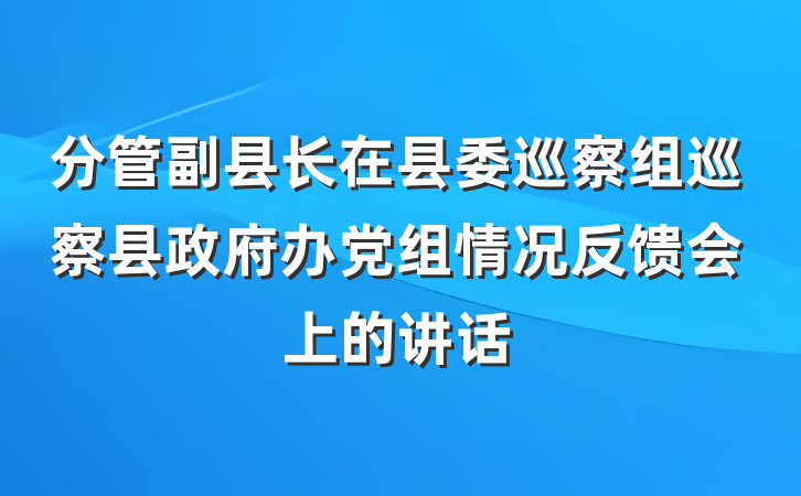 分管副县长在县委巡察组巡察县政府办党组情况反馈会上的讲话