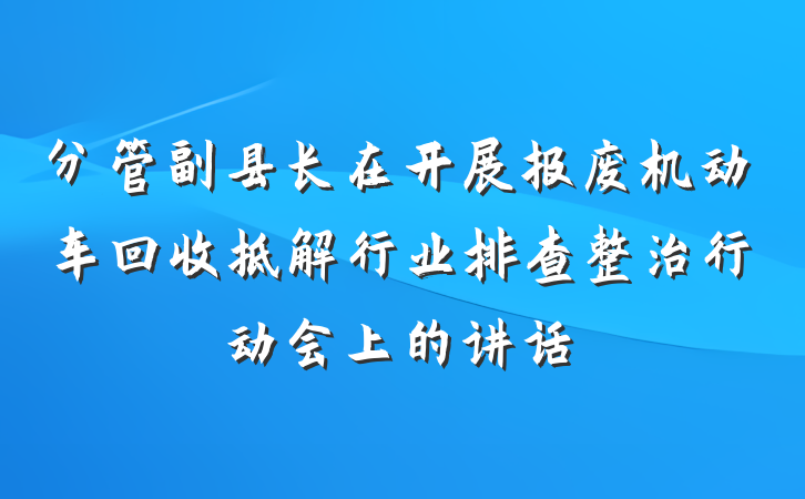 分管副县长在开展报废机动车回收拆解行业排查整治行动会上的讲话