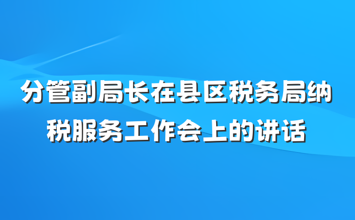 分管副局长在县区税务局纳税服务工作会上的讲话