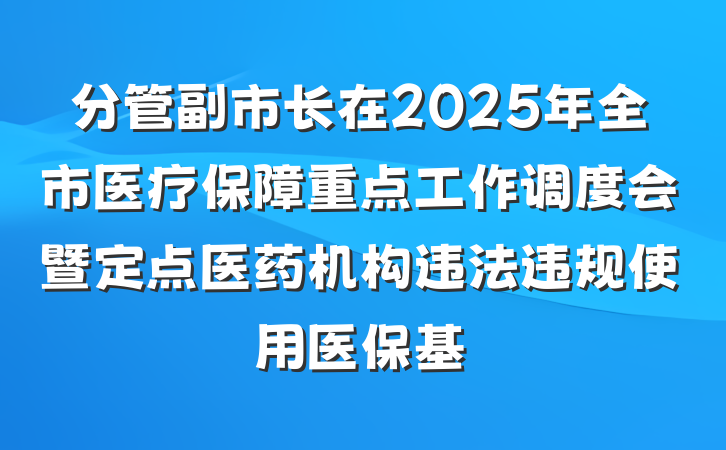 分管副市长在2025年全市医疗保障重点工作调度会暨定点医药机构违法违规使用医保基
