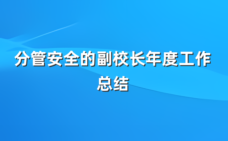 分管安全的副校长年度工作总结