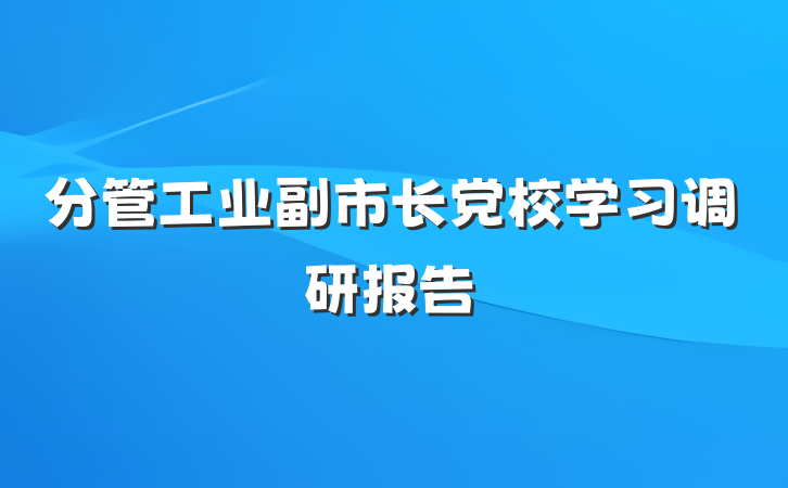 分管工业副市长党校学习调研报告