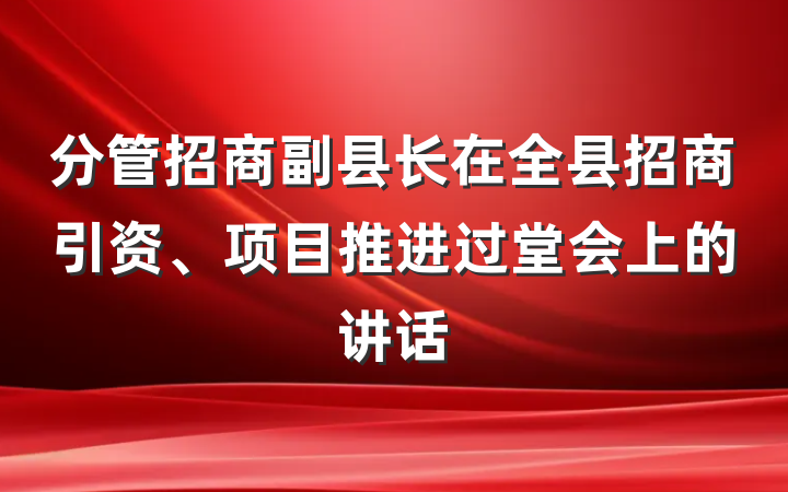 分管招商副县长在全县招商引资、项目推进过堂会上的讲话
