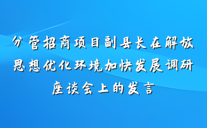 分管招商项目副县长在解放思想优化环境加快发展调研座谈会上的发言
