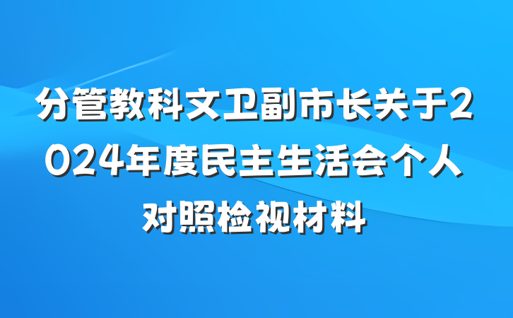 分管教科文卫副市长关于2024年度民主生活会个人对照检视材料