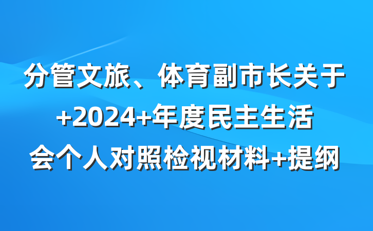 分管文旅、体育副市长关于 2024 年度民主生活会个人对照检视材料 提纲