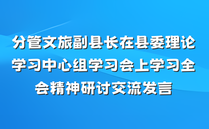 分管文旅副县长在县委理论学习中心组学习会上学习全会精神研讨交流发言