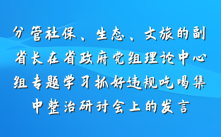 分管社保、生态、文旅的副省长在省政府党组理论中心组专题学习抓好违规吃喝集中整治研讨会上的发言