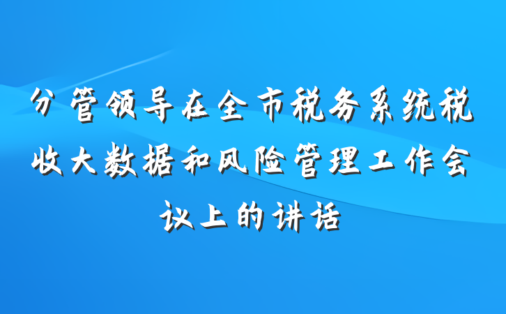分管领导在全市税务系统税收大数据和风险管理工作会议上的讲话