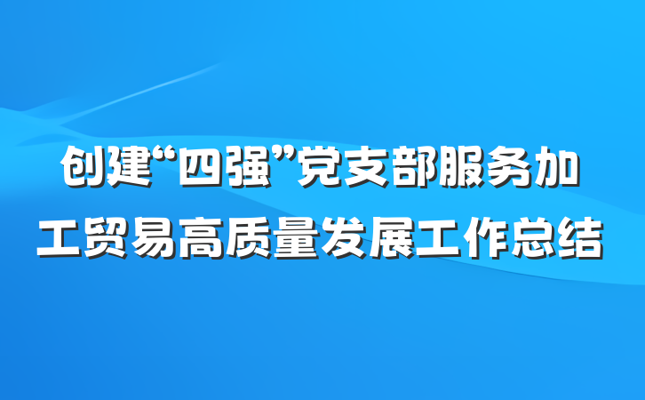 创建“四强”党支部服务加工贸易高质量发展工作总结