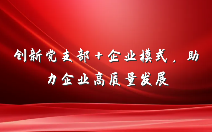 创新党支部＋企业模式，助力企业高质量发展