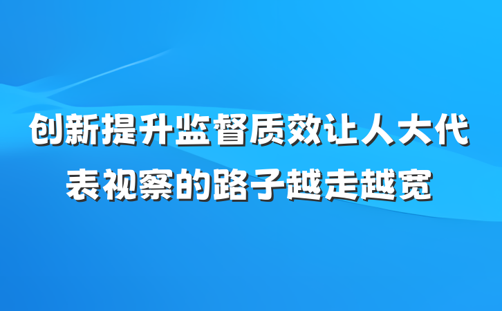 创新提升监督质效让人大代表视察的路子越走越宽