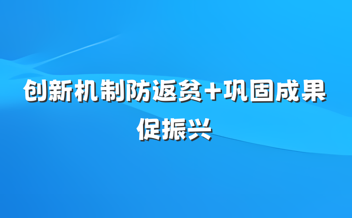 创新机制防返贫 巩固成果促振兴