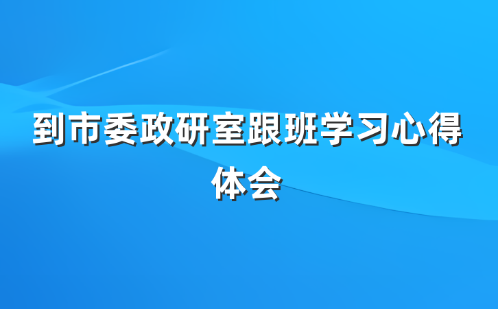 到市委政研室跟班学习心得体会
