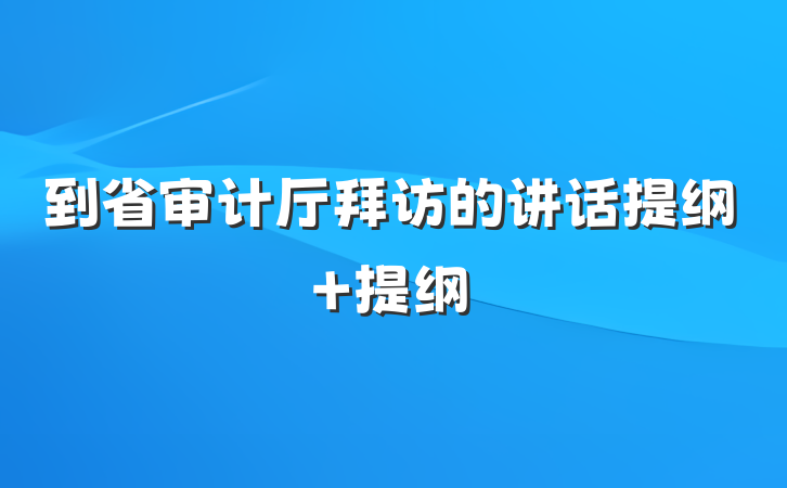 到省审计厅拜访的讲话提纲 提纲