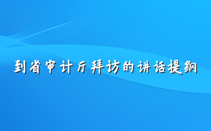 到省审计厅拜访的讲话提纲