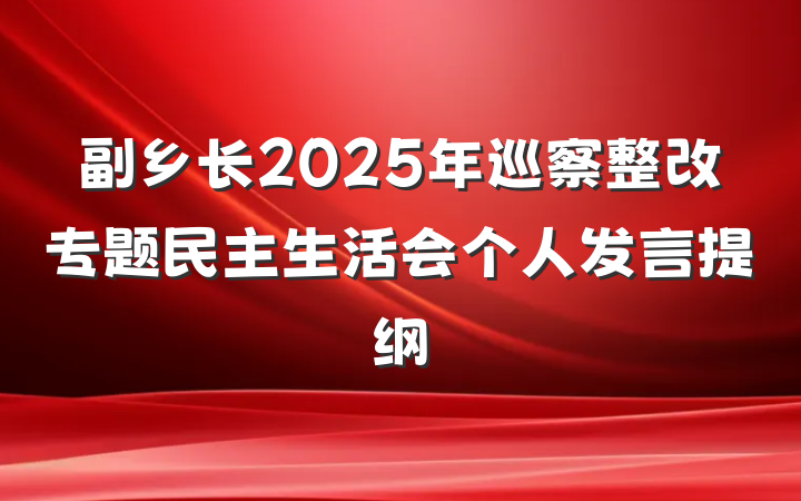 副乡长2025年巡察整改专题民主生活会个人发言提纲