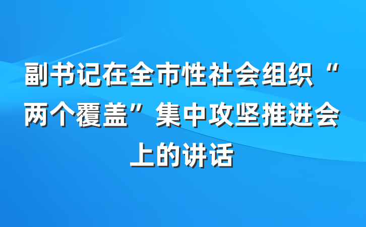 副书记在全市性社会组织“两个覆盖”集中攻坚推进会上的讲话