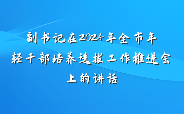 副书记在2024年全市年轻干部培养选拔工作推进会上的讲话