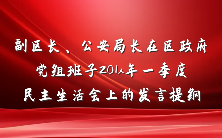 副区长、公安局长在区政府党组班子201x年一季度民主生活会上的发言提纲