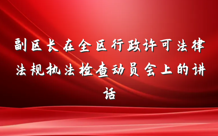 副区长在全区行政许可法律法规执法检查动员会上的讲话