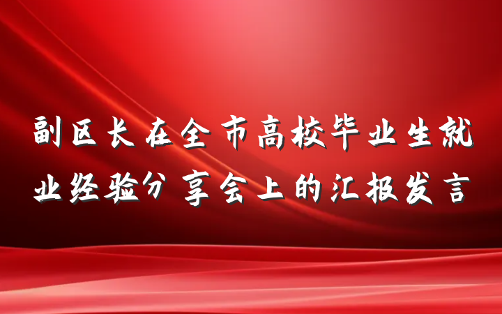 副区长在全市高校毕业生就业经验分享会上的汇报发言