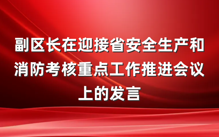 副区长在迎接省安全生产和消防考核重点工作推进会议上的发言