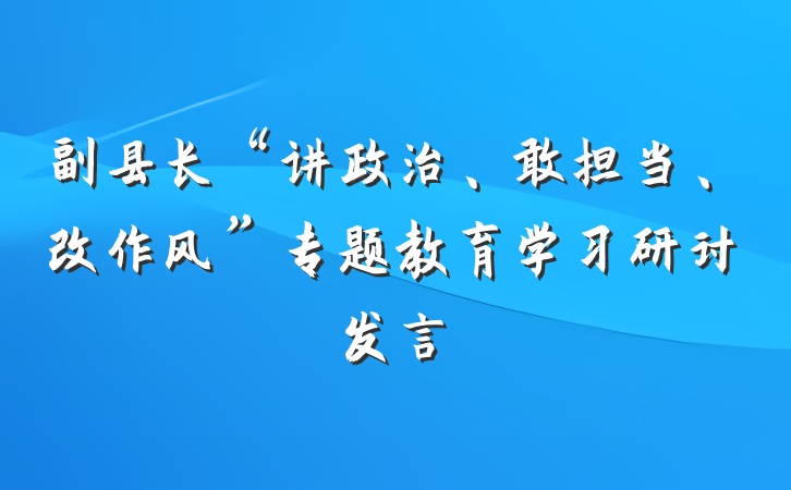 副县长“讲政治、敢担当、改作风”专题教育学习研讨发言