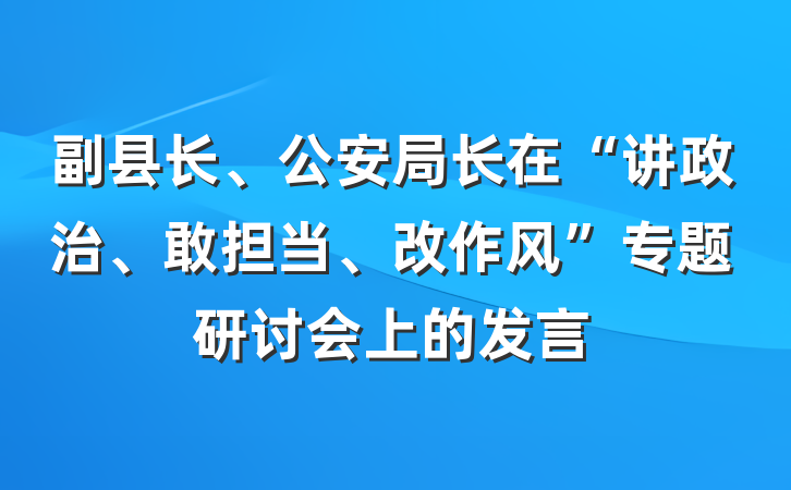 副县长、公安局长在“讲政治、敢担当、改作风”专题研讨会上的发言