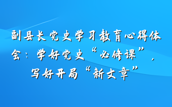 副县长党史学习教育心得体会：学好党史“必修课”，写好开局“新文章”