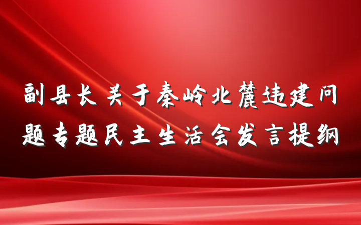 副县长关于秦岭北麓违建问题专题民主生活会发言提纲