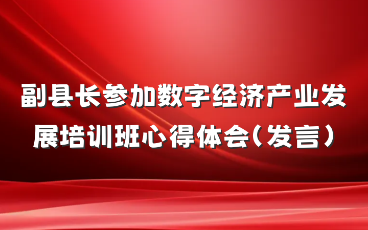 副县长参加数字经济产业发展培训班心得体会（发言）