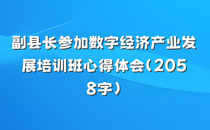 副县长参加数字经济产业发展培训班心得体会（2058字）