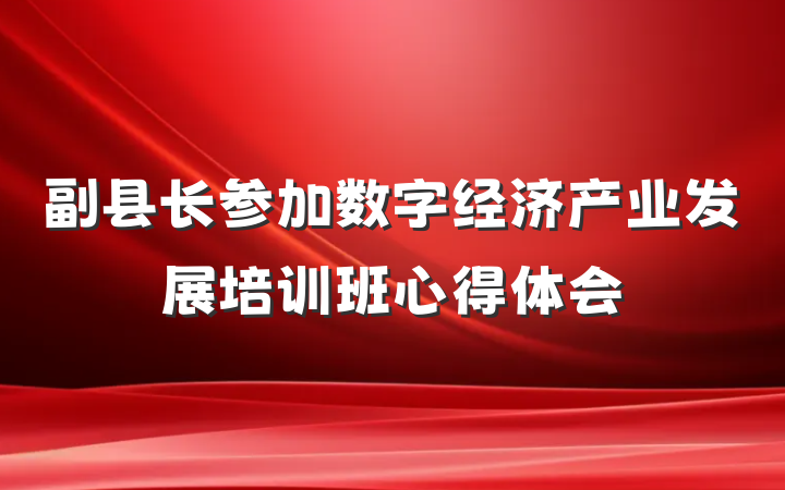 副县长参加数字经济产业发展培训班心得体会