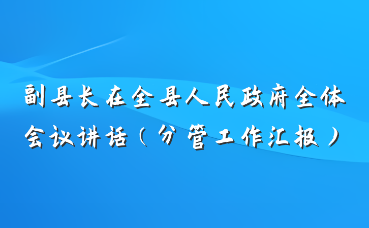 副县长在全县人民政府全体会议讲话（分管工作汇报）