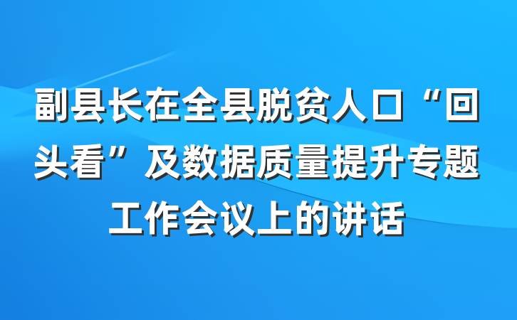 副县长在全县脱贫人口“回头看”及数据质量提升专题工作会议上的讲话